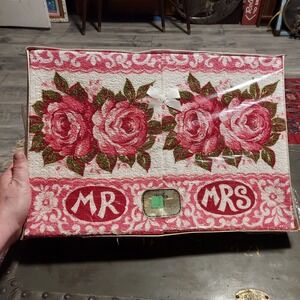 Vintage Jayco Mr and Mrs Hand Towel Set 2 Piece Pink Rose Floral Retro Gift Box